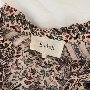 ba&sh Cream Floral Ruffle-Neck maxi dress with Pink & Slate Accents